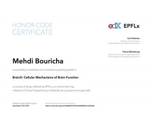 Verify Certificate online : EPFLx Ecole Polytechnique Federale Lausanne - BrainX Cellular Mechanisms of Brain Function