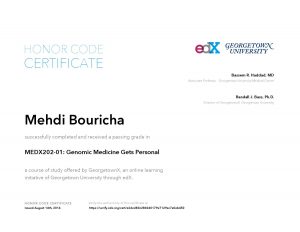 Verify Certificate online : GeorgetownX Georgetown University MEDX202-01- Genomic Medicine Gets Personal