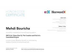Verify Certificate online : HarvardX Harvard University SW12.2x- China (Part 2) The Creation and End of a Centralized Empire a