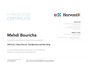 Verify Certificate online : HarvardX Harvard University - SW12.6x- China (Part 6) The Manchus and the Qing a