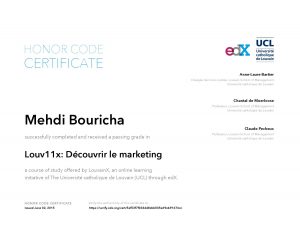 Verify Certificate online : LouvainX - Louv11x Découvrir le marketing