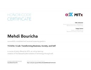 Verify Certificate online : <a href=" https://verify.edx.org/cert/3780ee18c2dd498596cbbf110f210415"> MITX The Massachusetts Institute of Technology - U.Lab Transforming Business, Society, and Self</a>