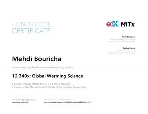 Verify Certificate online : MITx Massachusetts Institute of Technology - Global Warming Science