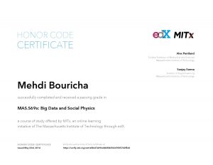 Verify Certificate online : MITx The Massachusetts Institute of Technology - Big Data and Social Physics