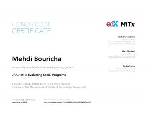 Verify Certificate online : MITx The Massachusetts Institute of Technology - JPAL101x Evaluating Social Programs