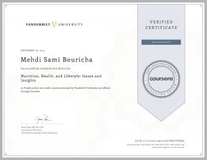 Verify Certificate online : Van Der bilt University - Nutrition, Health, and Lifestyle Issues and Insights